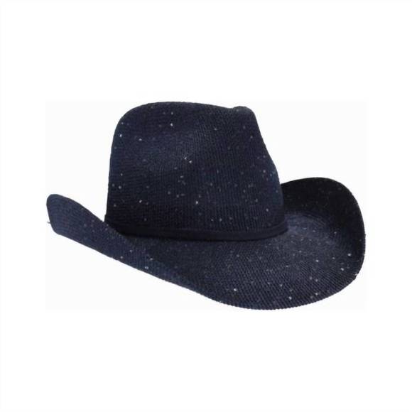 NEW CC BEANIES women's sunkissed sparkle sequin cowboy hat in navy - Picture 1 of 2